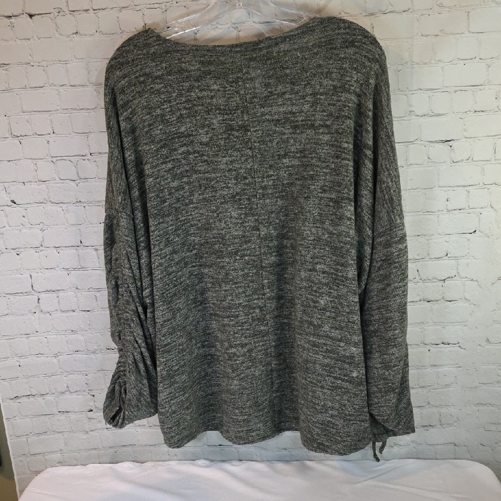 Alchemation Alkamy Gray Ruched Sleeve Oversized Knit Sweater XL - Picture 4 of 5